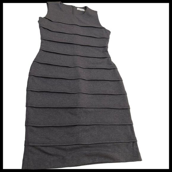 Calvin Klein Charcoal Grey Ribbed Bandage Bodycon Dress – Size 4 (NWT) - Picture 12 of 16